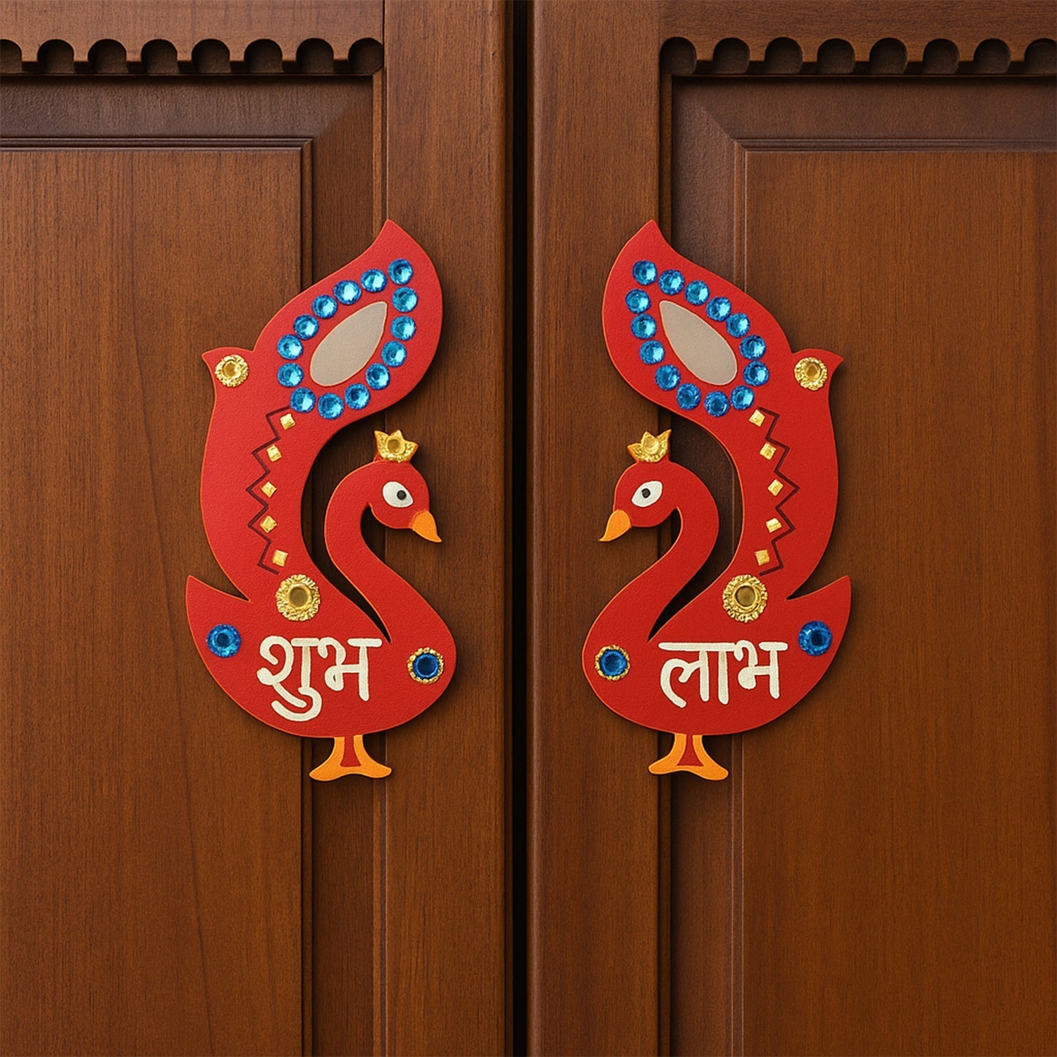 Decorative Wooden Shubh Labh Wall Hanging (2 Pc) Decorative Wooden Shubh Labh Wall Hanging (2 Pc)